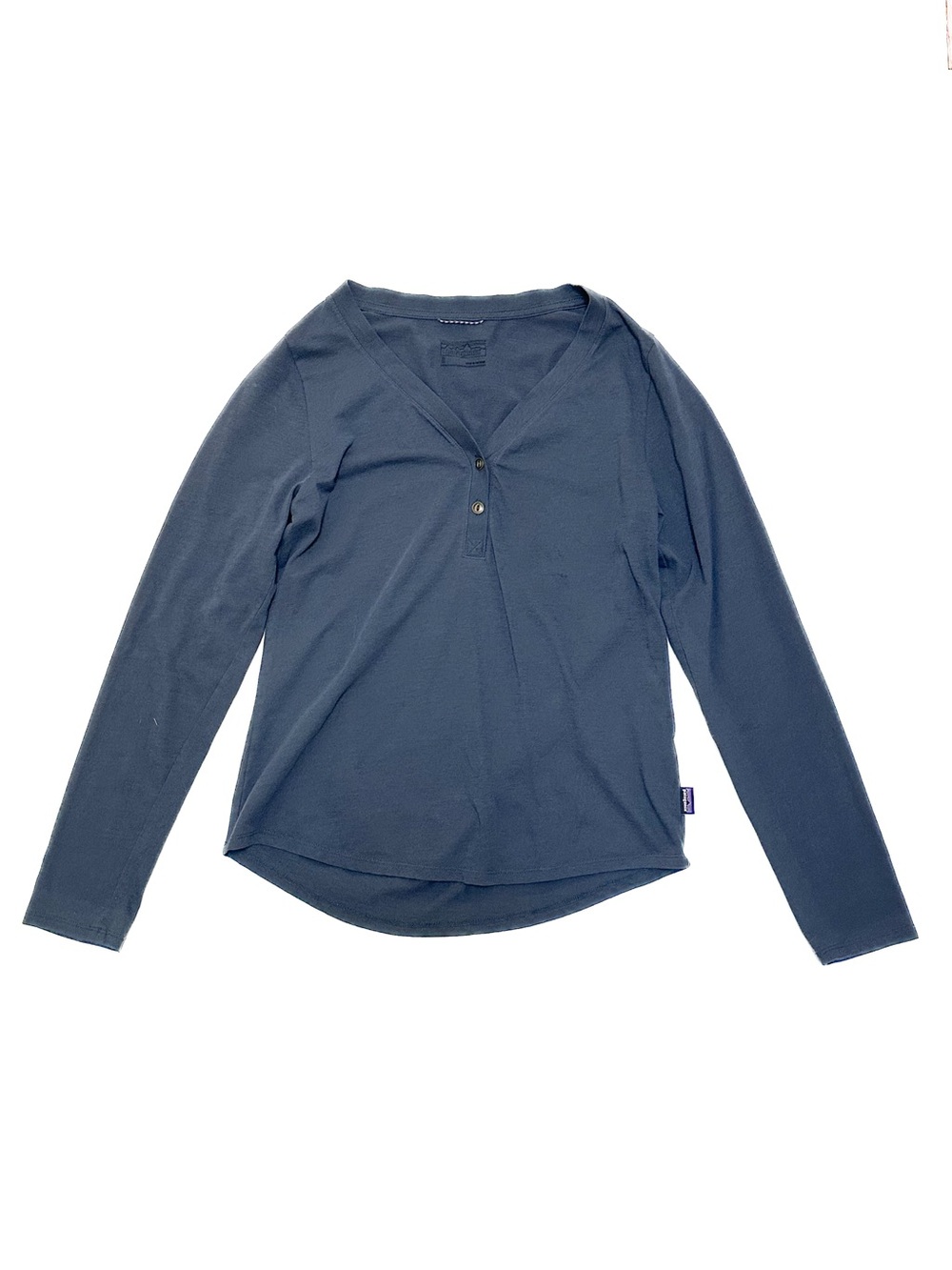 Patagonia Women's Mainstay Henley Long Sleeve Shirt Smolder Blue Grey Tee